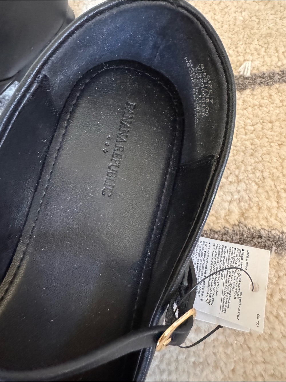 New - Banana Republic Factory Black so leather Flats with Gold Buckle - Picture 5 of 5